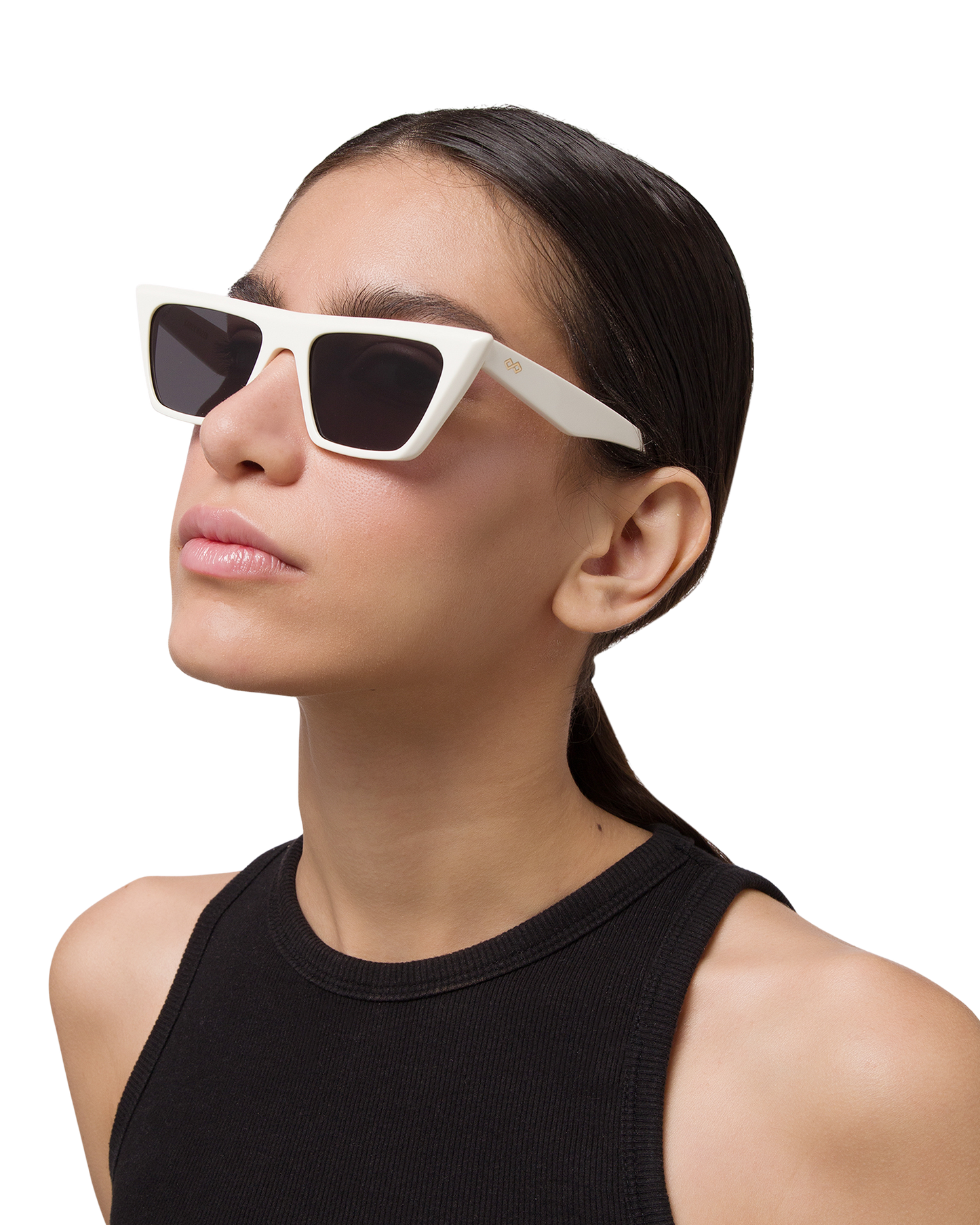 Aura - Cream in Black Sunglasses