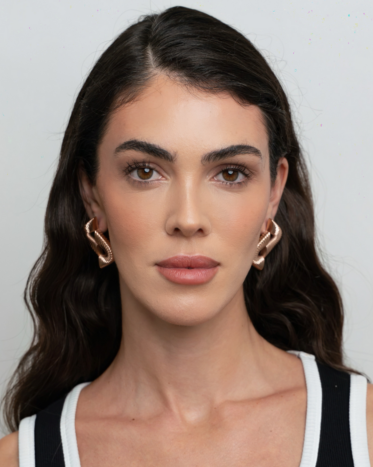 Double Ripple Earrings - Rose Gold