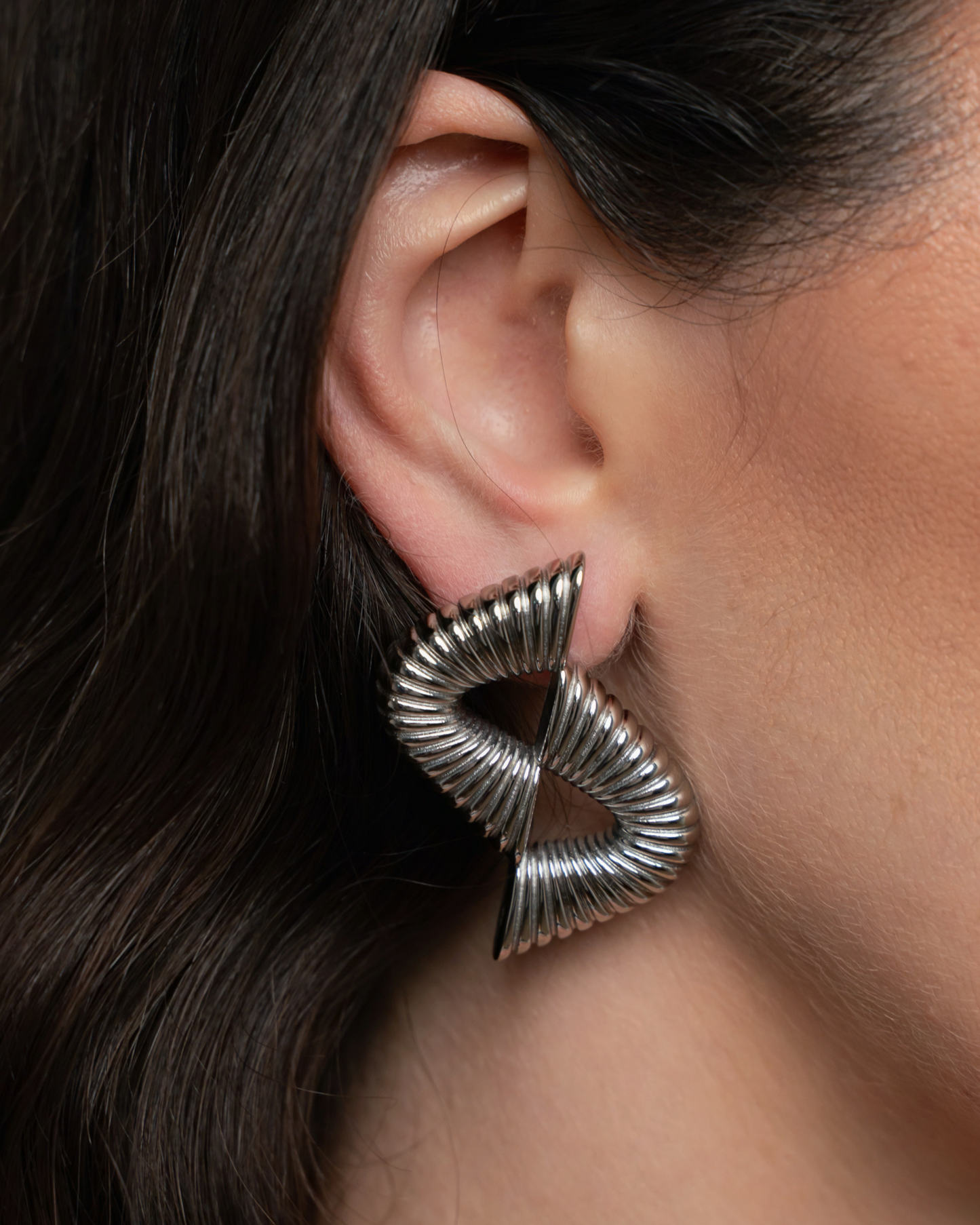 Double Ripple Earrings - Silver