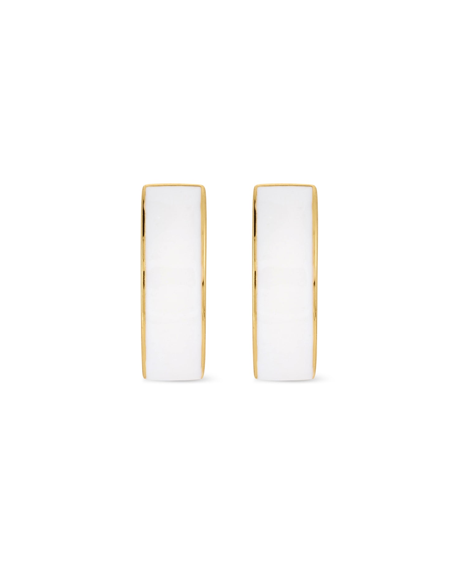 Love Links Enamel Earrings - White on Gold