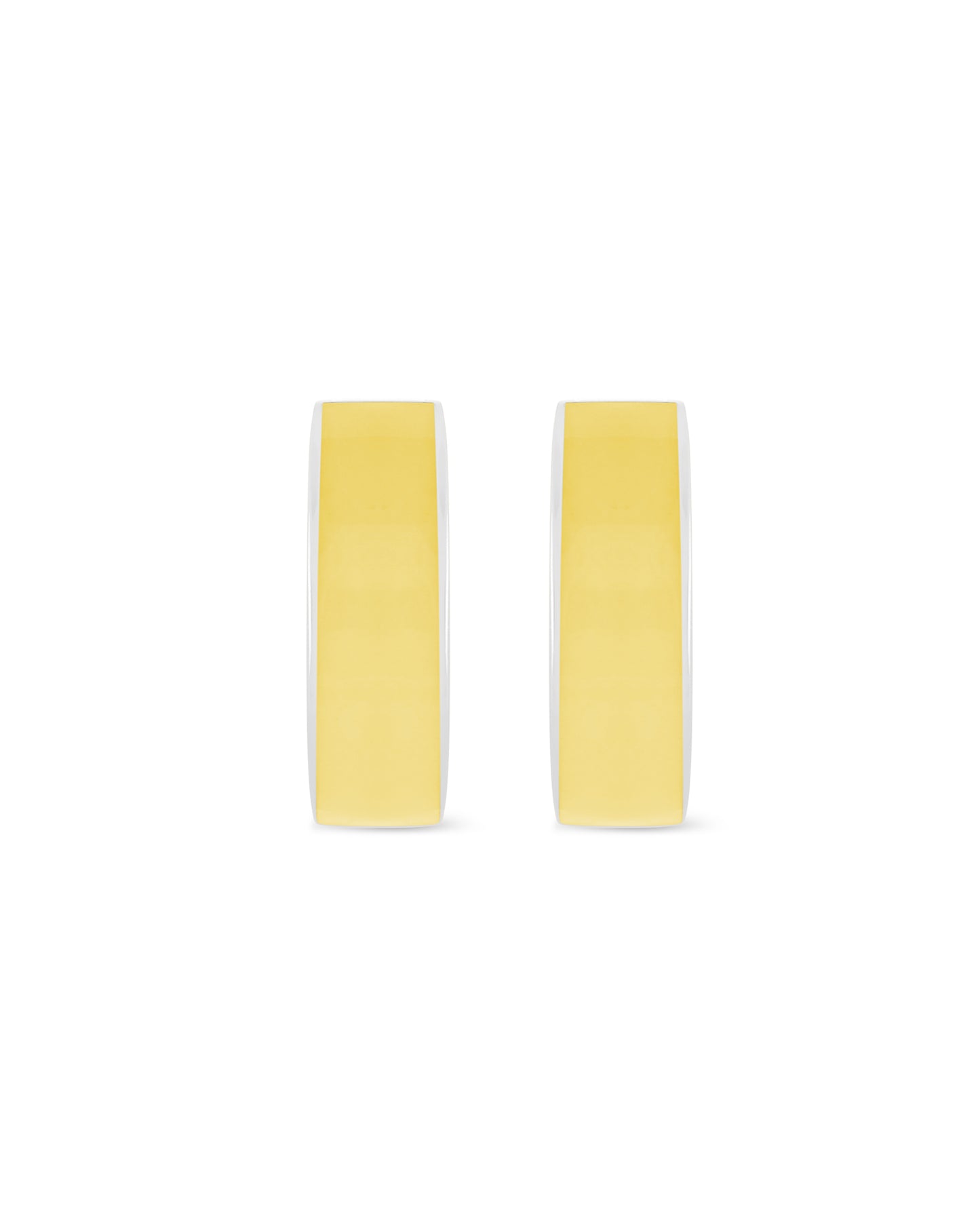 Love Links Enamel Earrings - Yellow on Silver