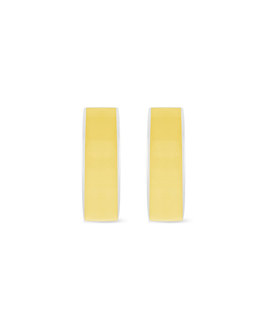 Love Links Enamel Earrings - Yellow on Silver
