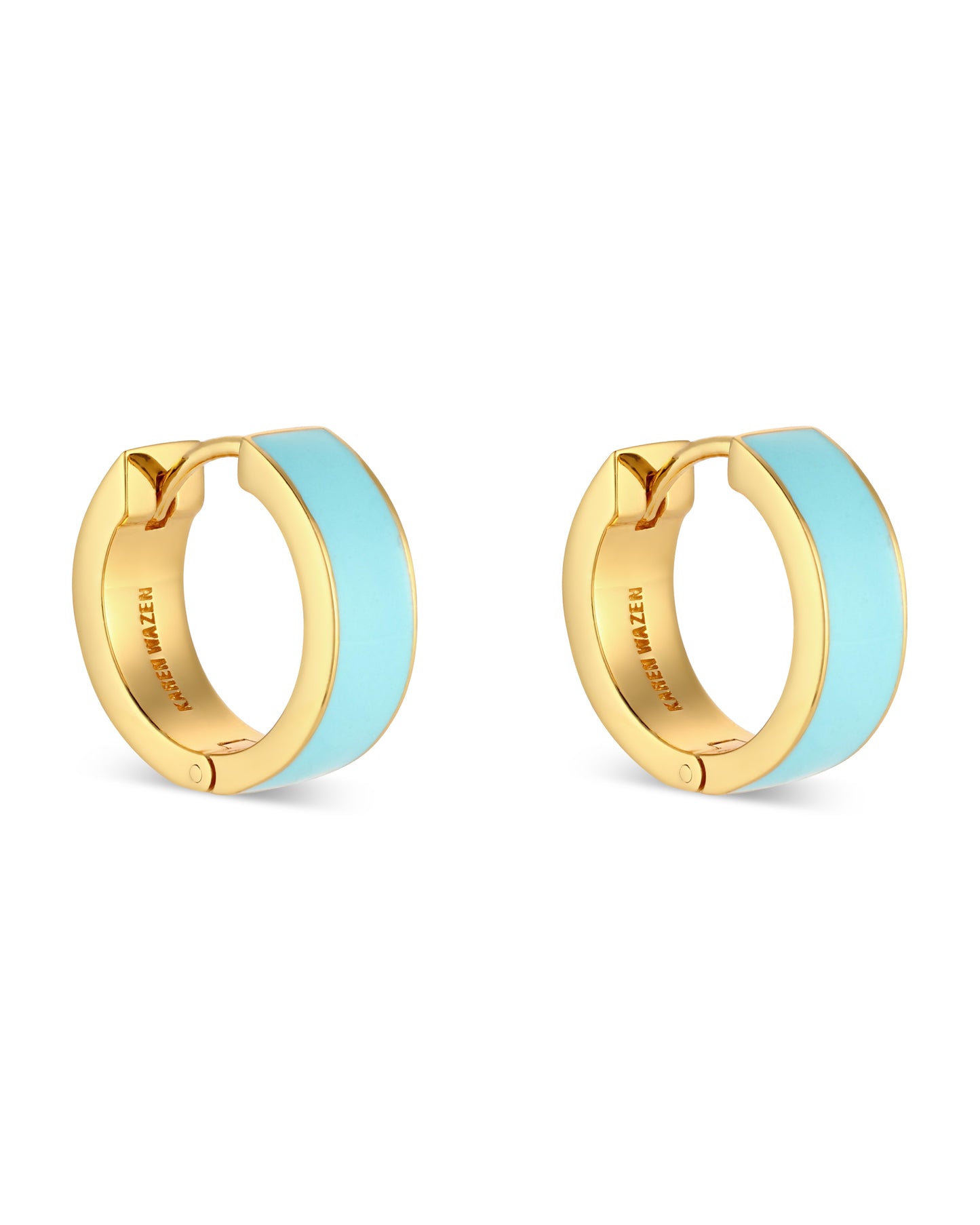 Love Links Enamel Earrings - Blue on Gold