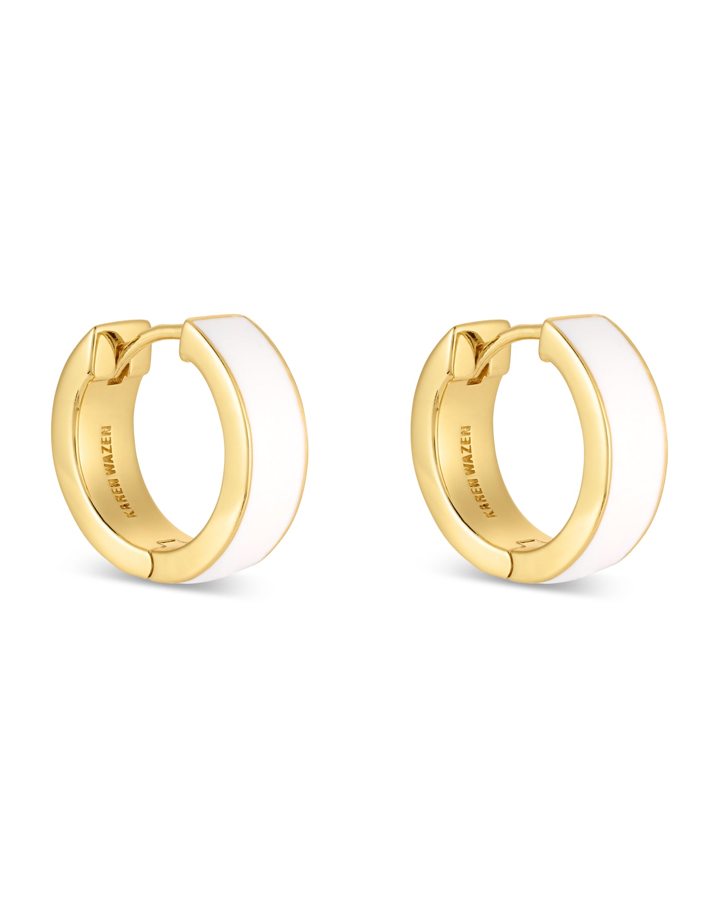 Love Links Enamel Earrings - White on Gold