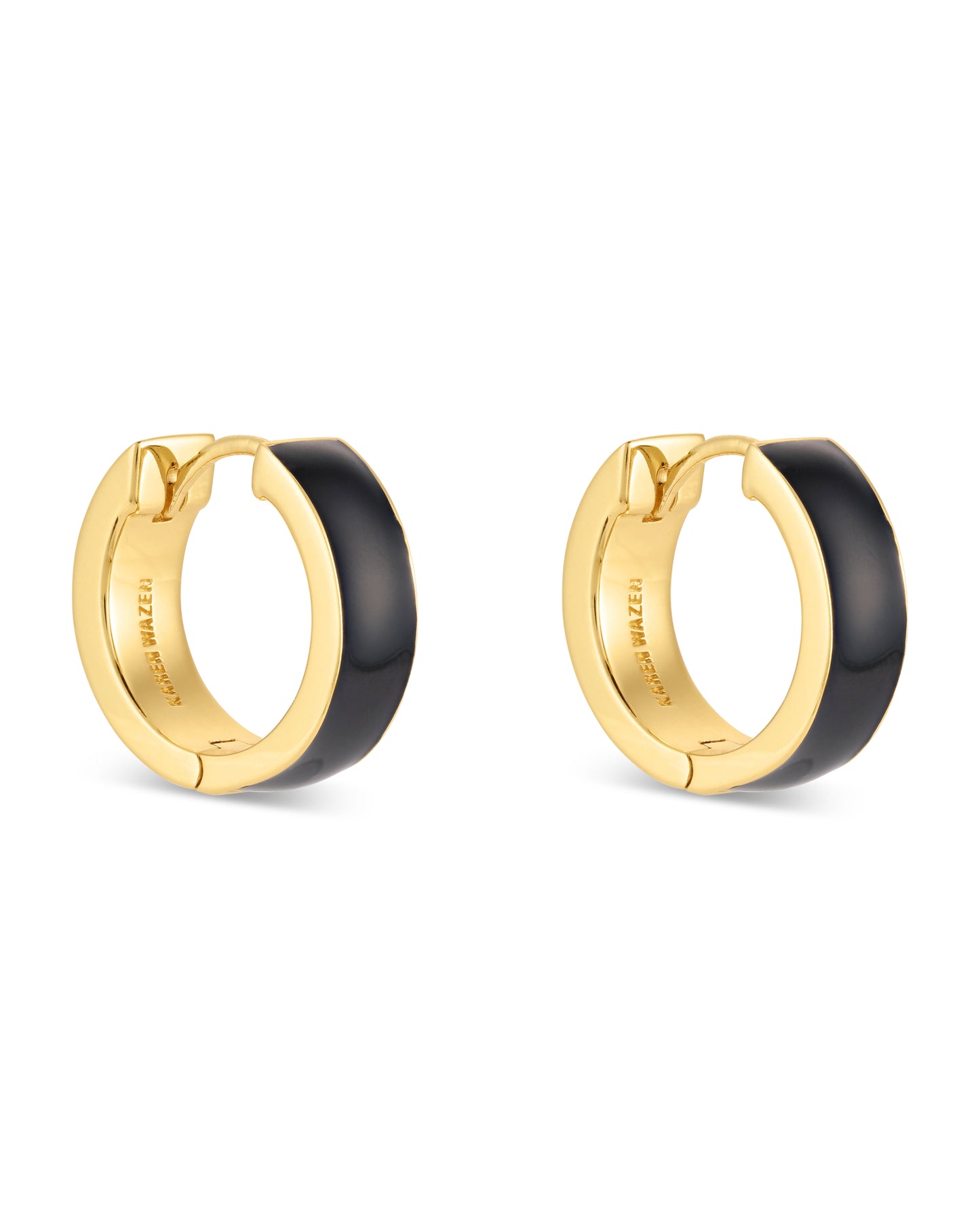 Love Links Enamel Earrings - Black on Gold