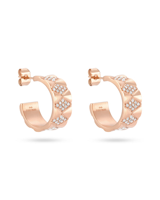 Signature Loop Jeweled Earrings - Rose Gold
