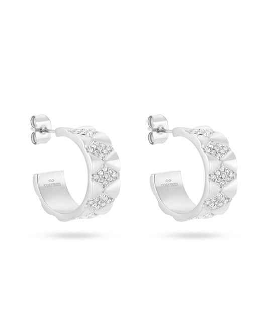 Signature Loop Jeweled Earrings - Silver