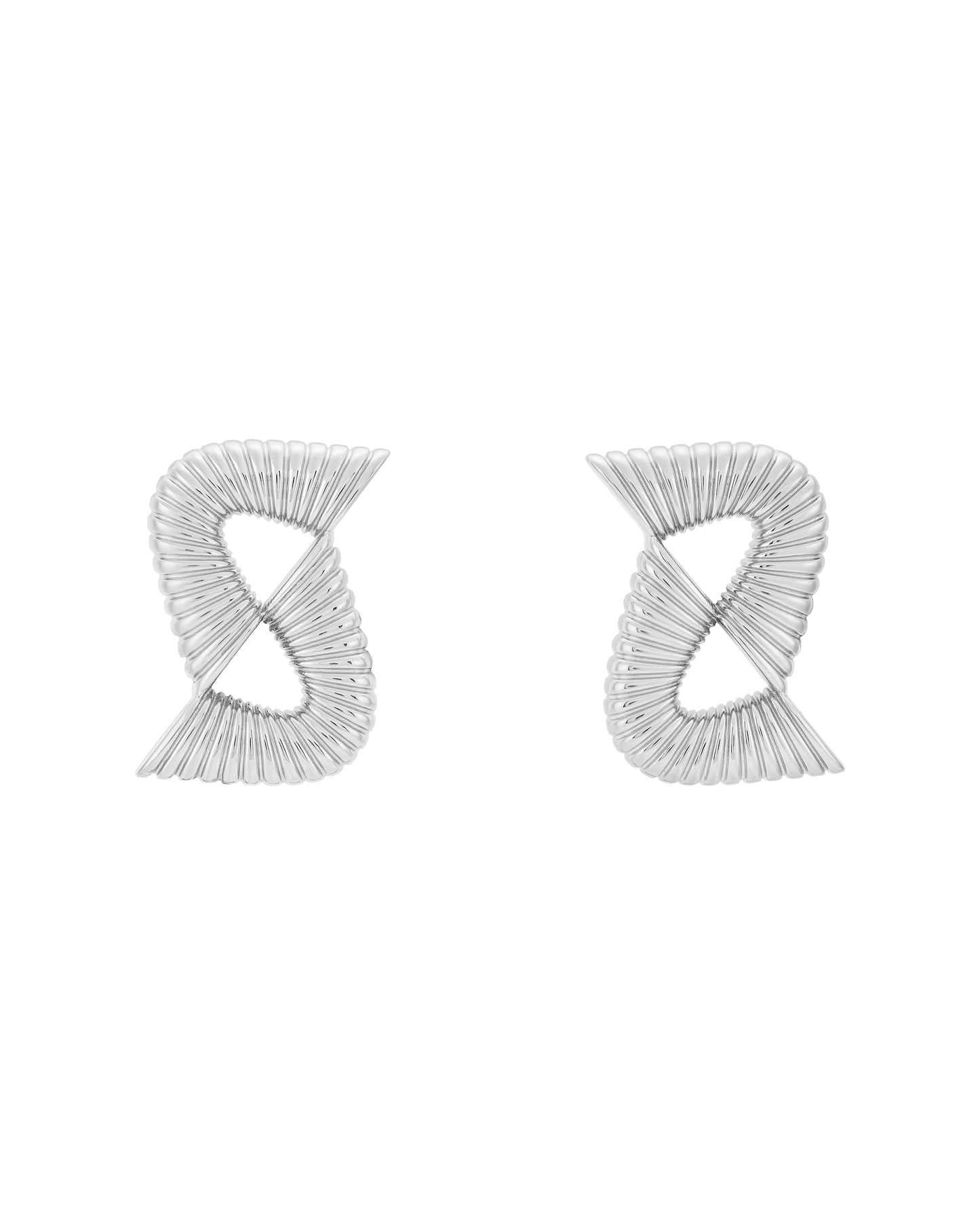Double Ripple Earrings - Silver