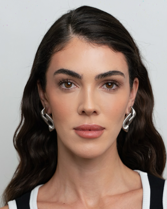Double Ripple Earrings - Silver