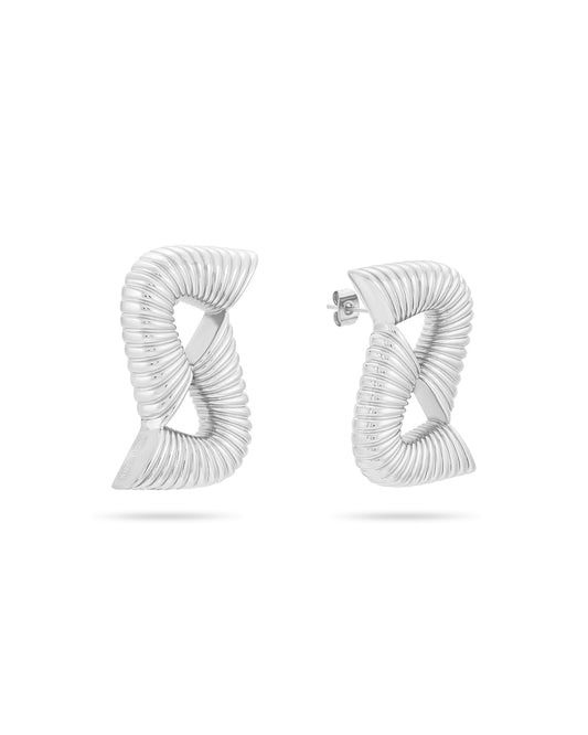 Double Ripple Earrings - Silver