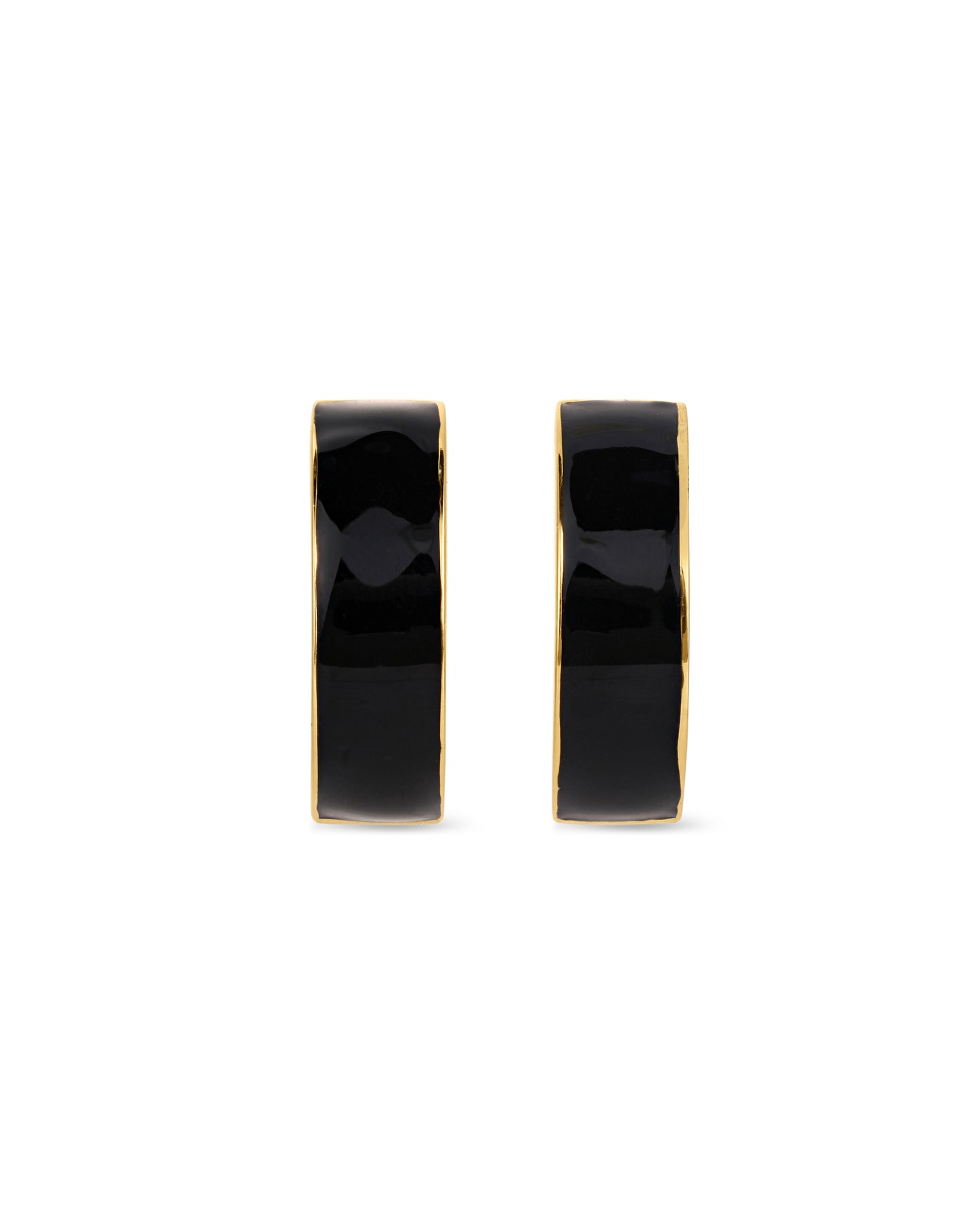 Love Links Enamel Earrings - Black on Gold