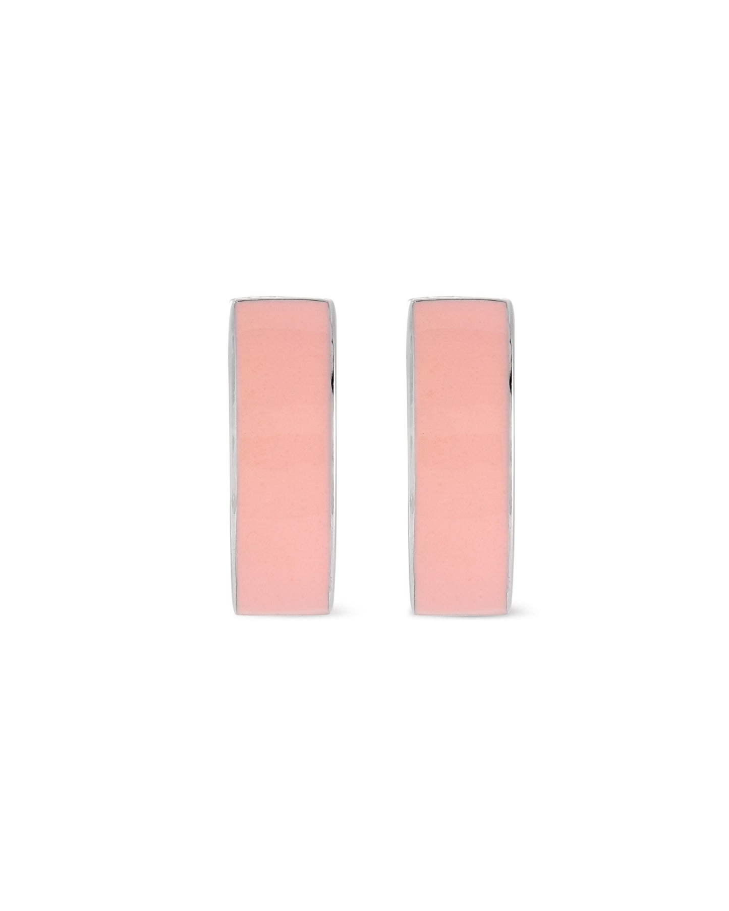 Love Links Enamel Earrings - Pink on Silver