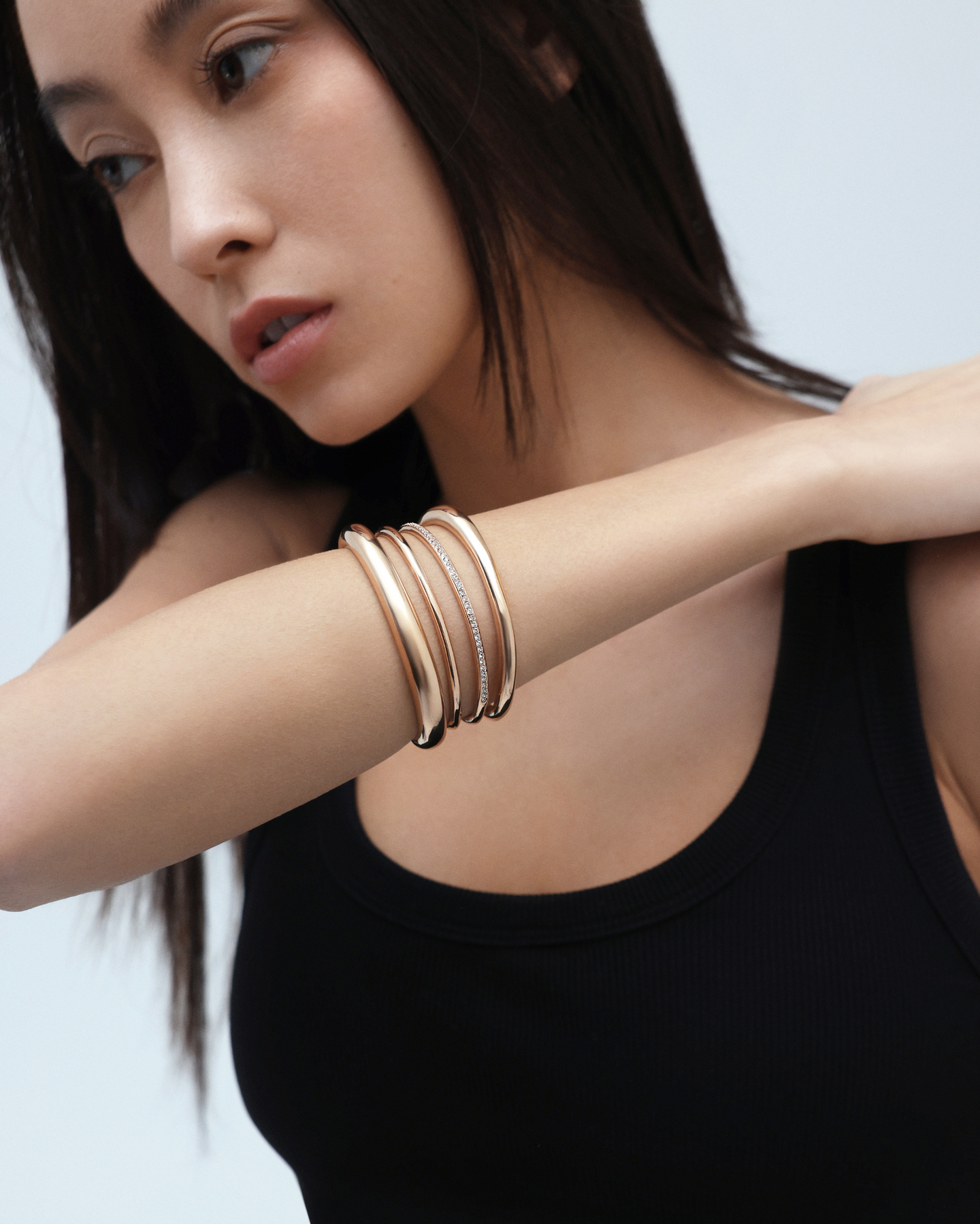 Halo Bangle - Rose Gold