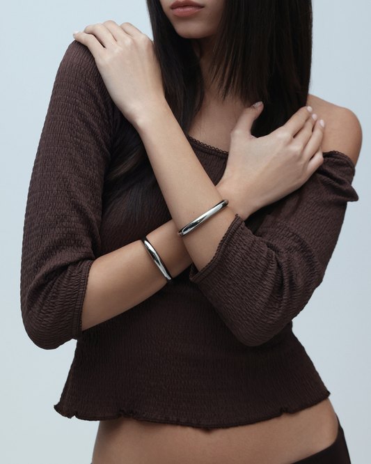 Halo Bangle (Single) - Silver