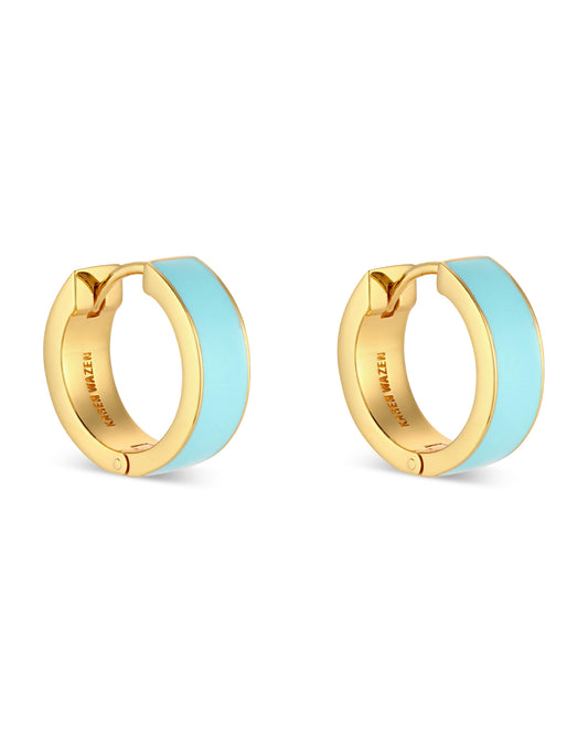 Love Links Enamel Earrings - Blue on Gold