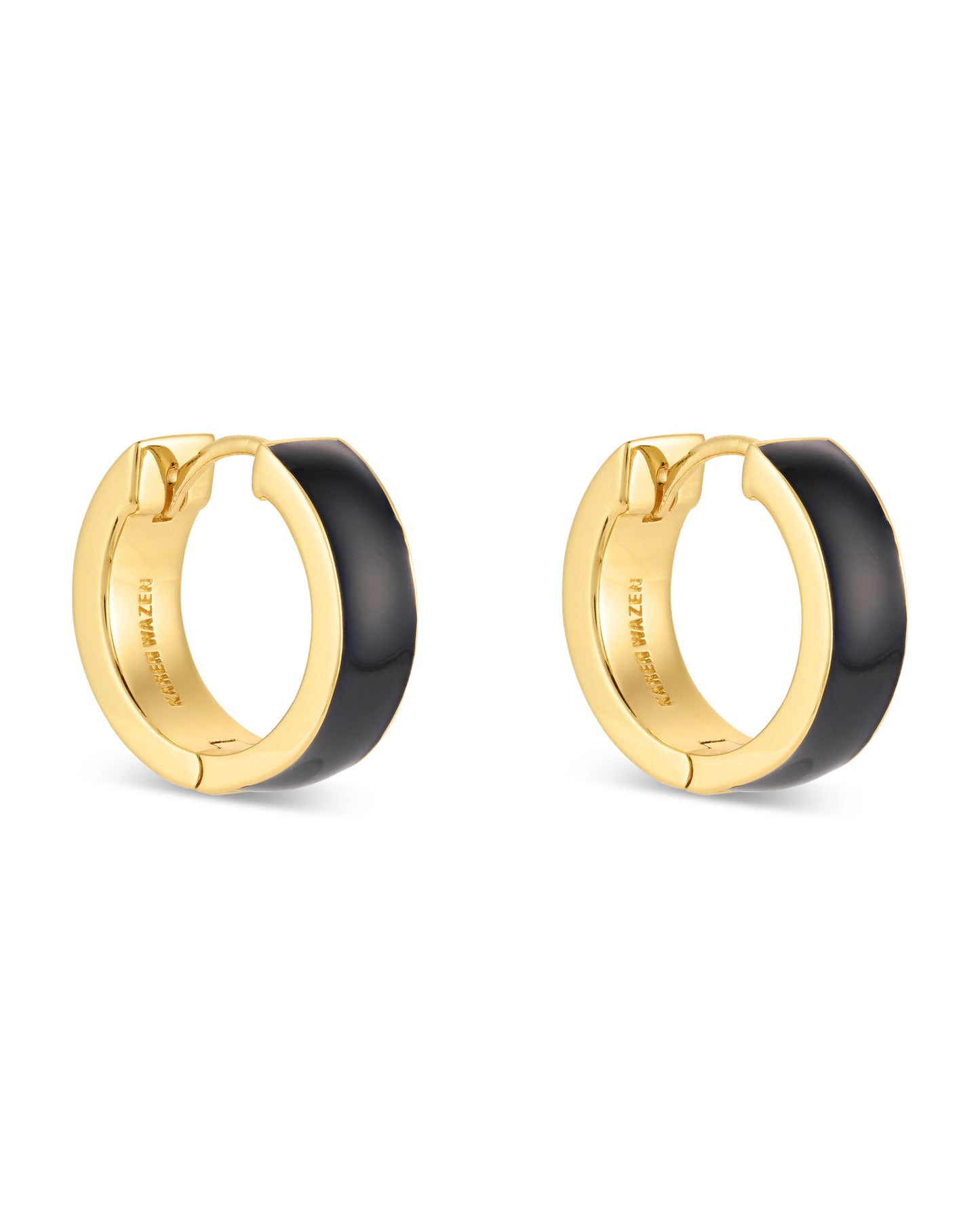 Love Links Enamel Earrings - Black on Gold