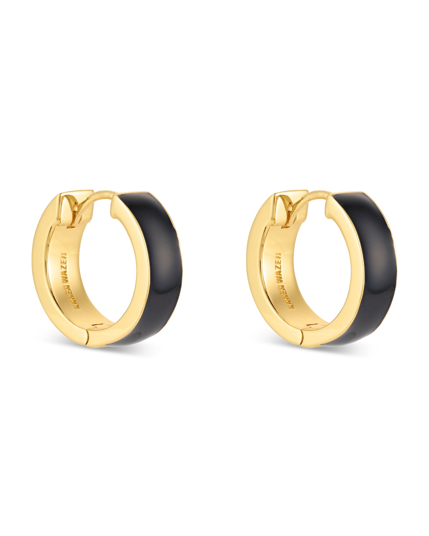 Love Links Enamel Earrings - Black on Gold