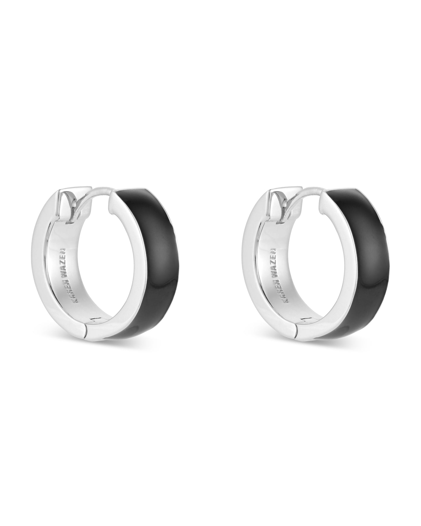 Love Links Enamel Earrings - Black on Silver