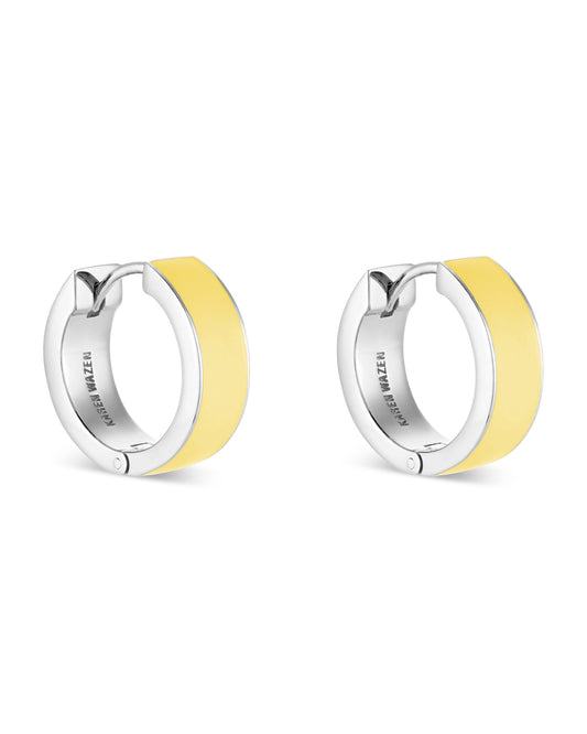 Love Links Enamel Earrings - Yellow on Silver