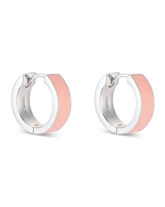 Love Links Enamel Earrings - Pink on Silver