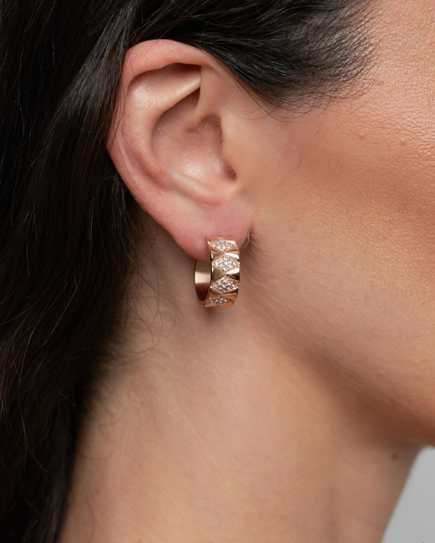 Signature Loop Jeweled Earrings - Rose Gold