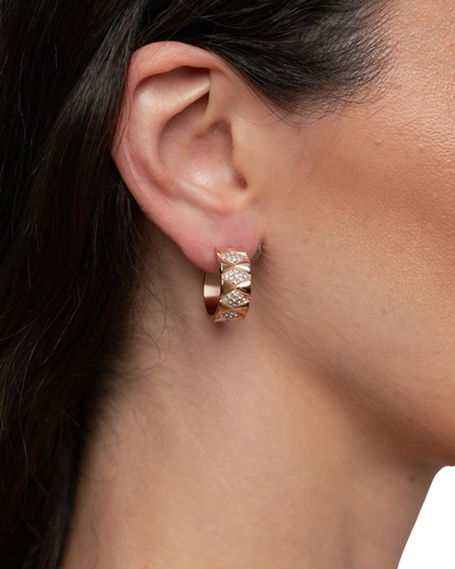 Signature Loop Jeweled Earrings - Rose Gold