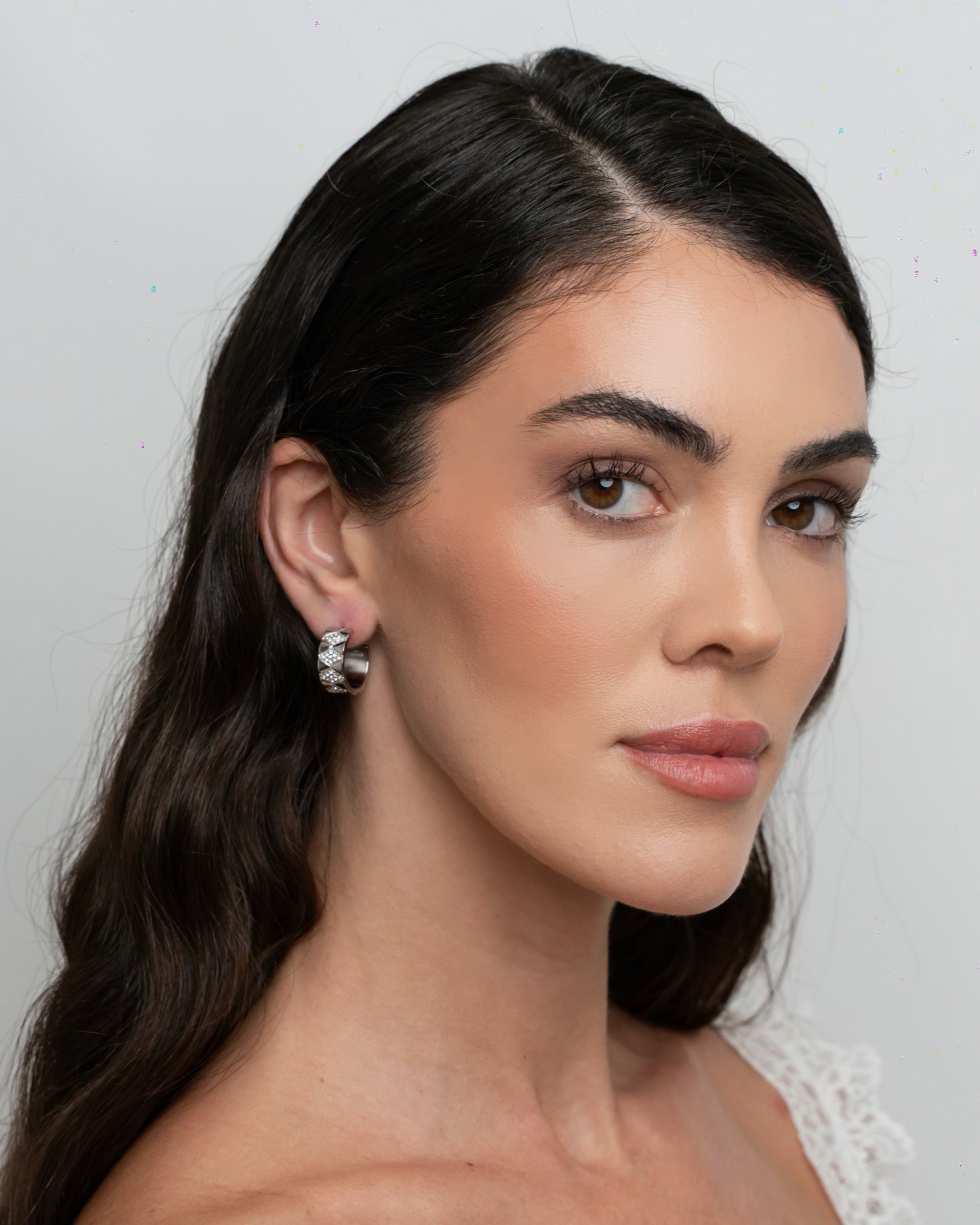 Signature Loop Jeweled Earrings - Silver