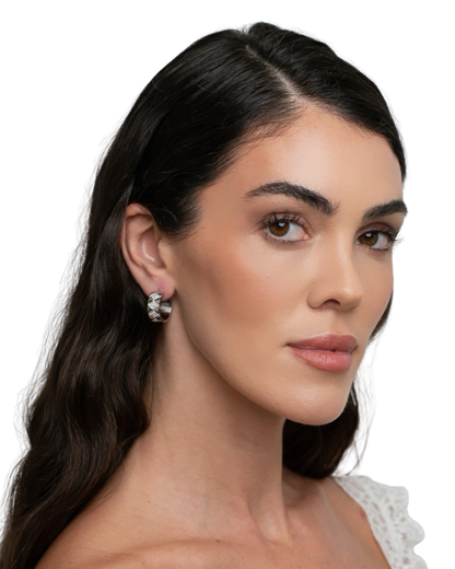Signature Loop Jeweled Earrings - Silver
