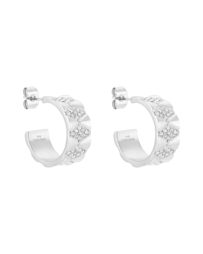 Signature Loop Jeweled Earrings - Silver