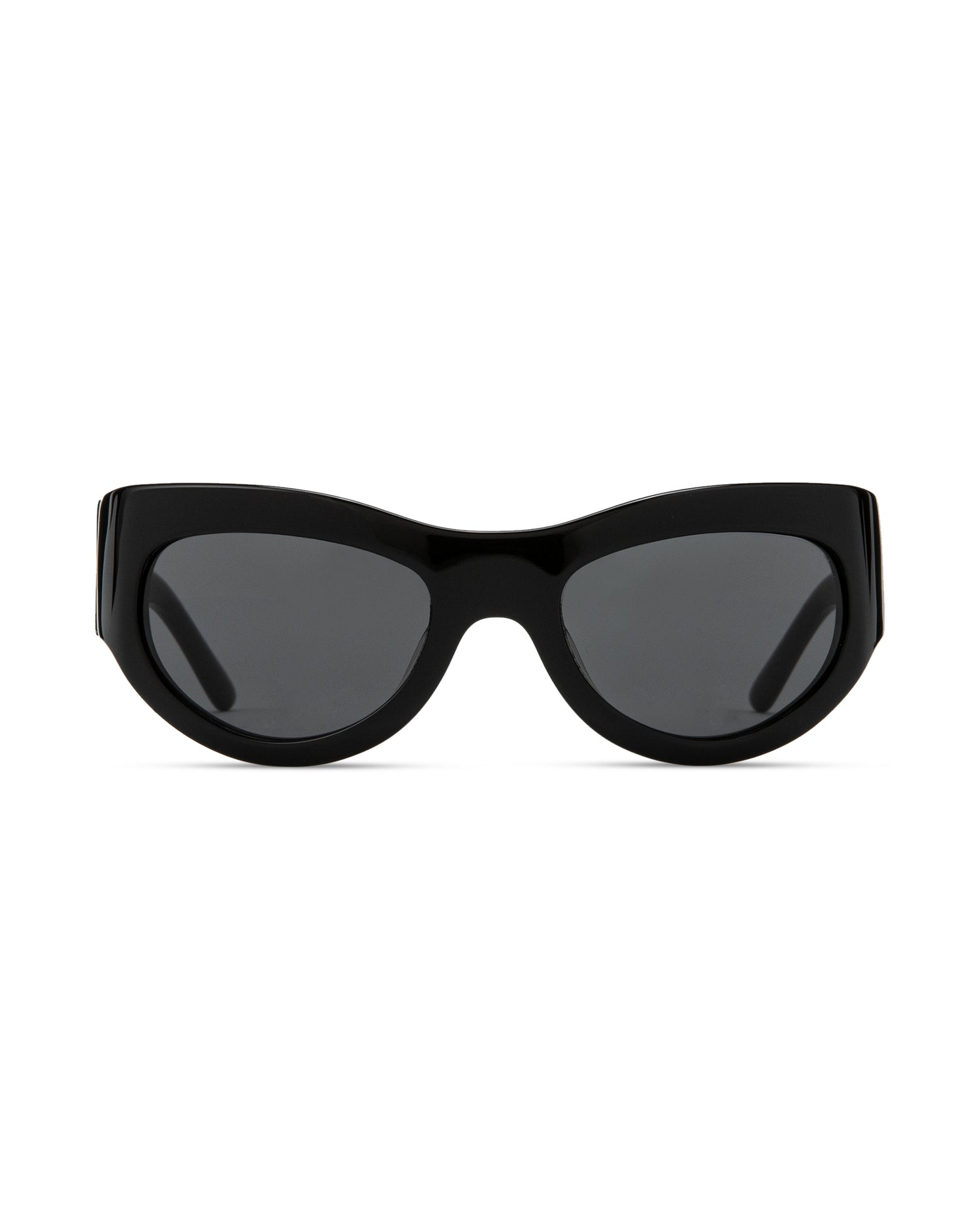 Front view | Mask sunglasses with black lenses and black frames |  Acetate | Swim | Women's sunglasses | Karen Wazen Eyewear