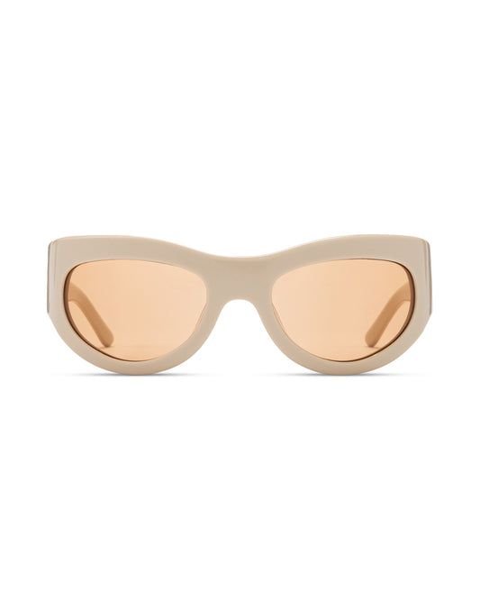 Front view | Mask sunglasses with cream lenses and cream frames |  Acetate | Swim | Women's sunglasses | Karen Wazen Eyewear