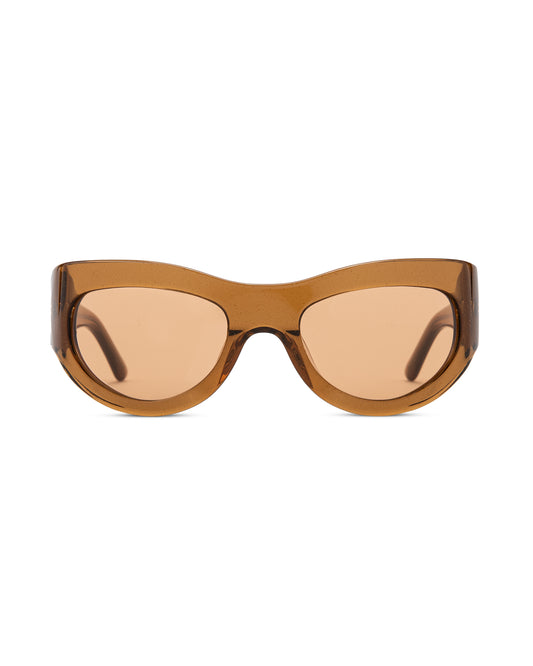 Front view | Mask sunglasses with light brown lenses and light brown frames |  Acetate | Swim | Women's sunglasses | Karen Wazen Eyewear