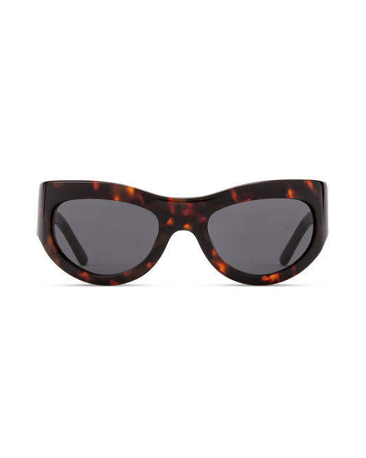 Front view | Mask sunglasses with tortoise lenses and tortoise frames |  Acetate | Swim | Women's sunglasses | Karen Wazen Eyewear
