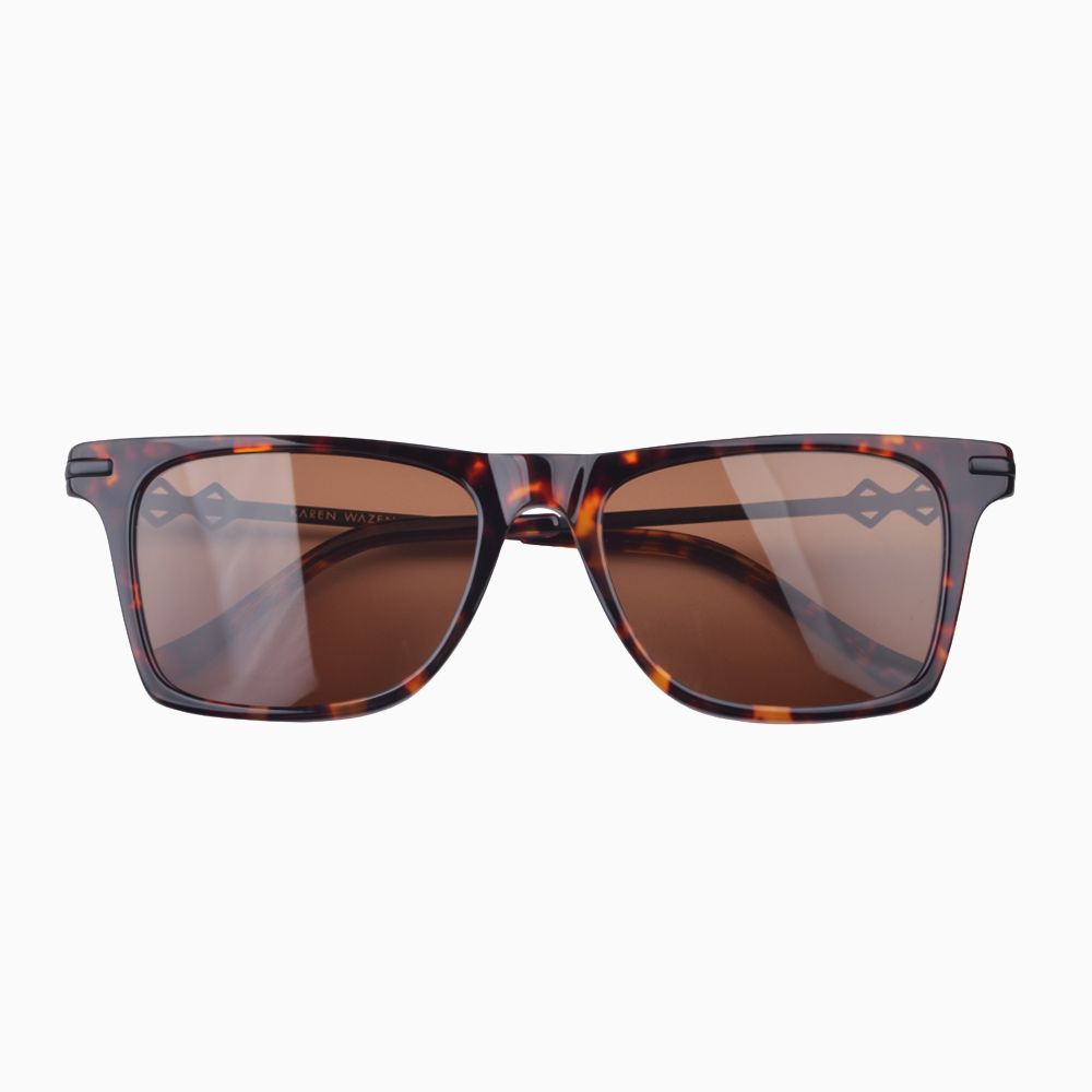 Front view | Wayfarer sunglasses with brown lenses and tortoise frames | Metal | Harper | Women's, men's, and unisex sunglasses | Karen Wazen Eyewear