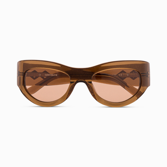 Front view | Mask sunglasses with light brown lenses and light brown frames |  Acetate | Swim | Women's sunglasses | Karen Wazen Eyewear