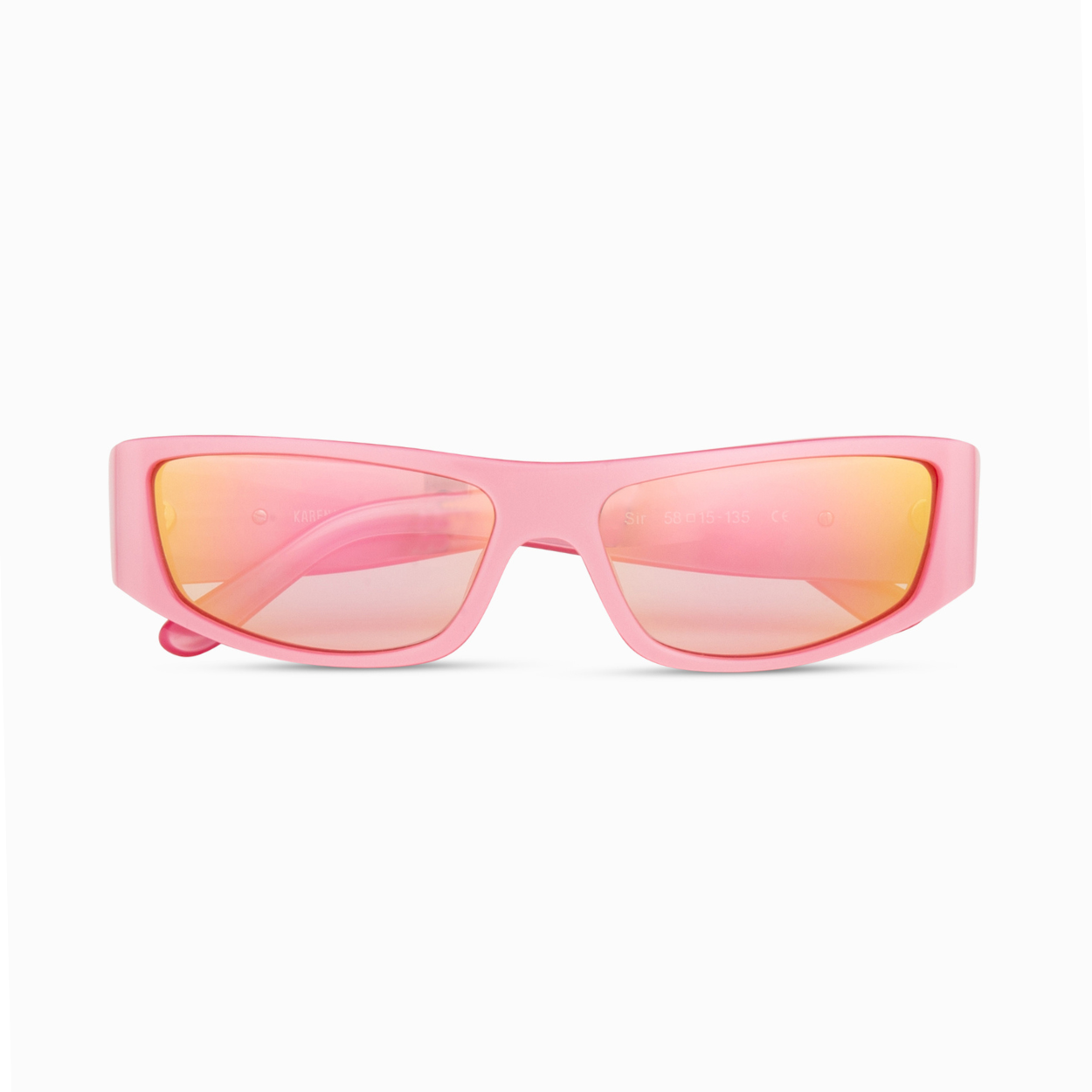 Front view | Rectangular sunglasses with Mirror Pink lenses and Pink frames | Acetate | Sir| Women's sunglasses | Karen Wazen Eyewear