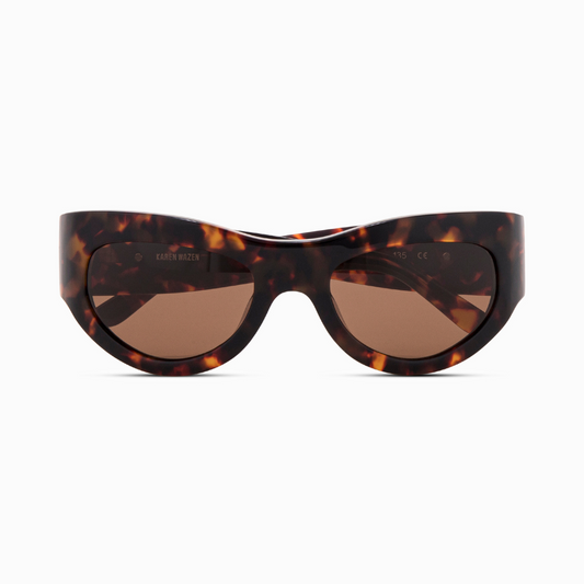 Front view | Mask sunglasses with tortoise lenses and tortoise frames |  Acetate | Swim | Women's sunglasses | Karen Wazen Eyewear