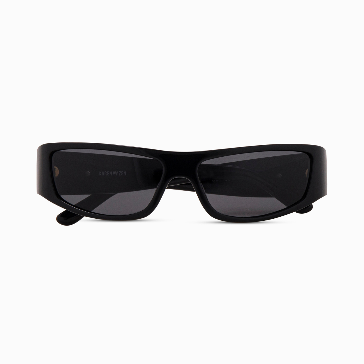 Front view | Rectangular sunglasses with black lenses and black frames | Acetate | Sir | Women's sunglasses | Karen Wazen Eyewear