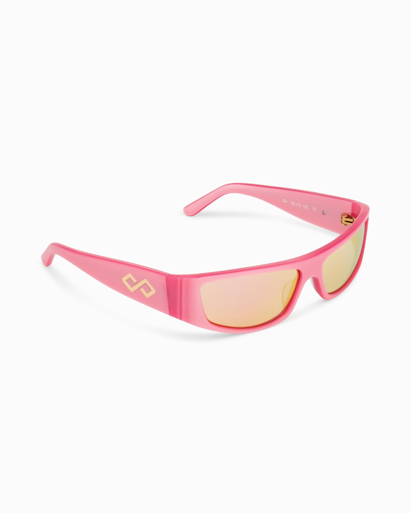 Side view | Rectangular sunglasses with Mirror Pink lenses and Pink frames | Acetate | Sir | Women's sunglasses | Karen Wazen Eyewear
