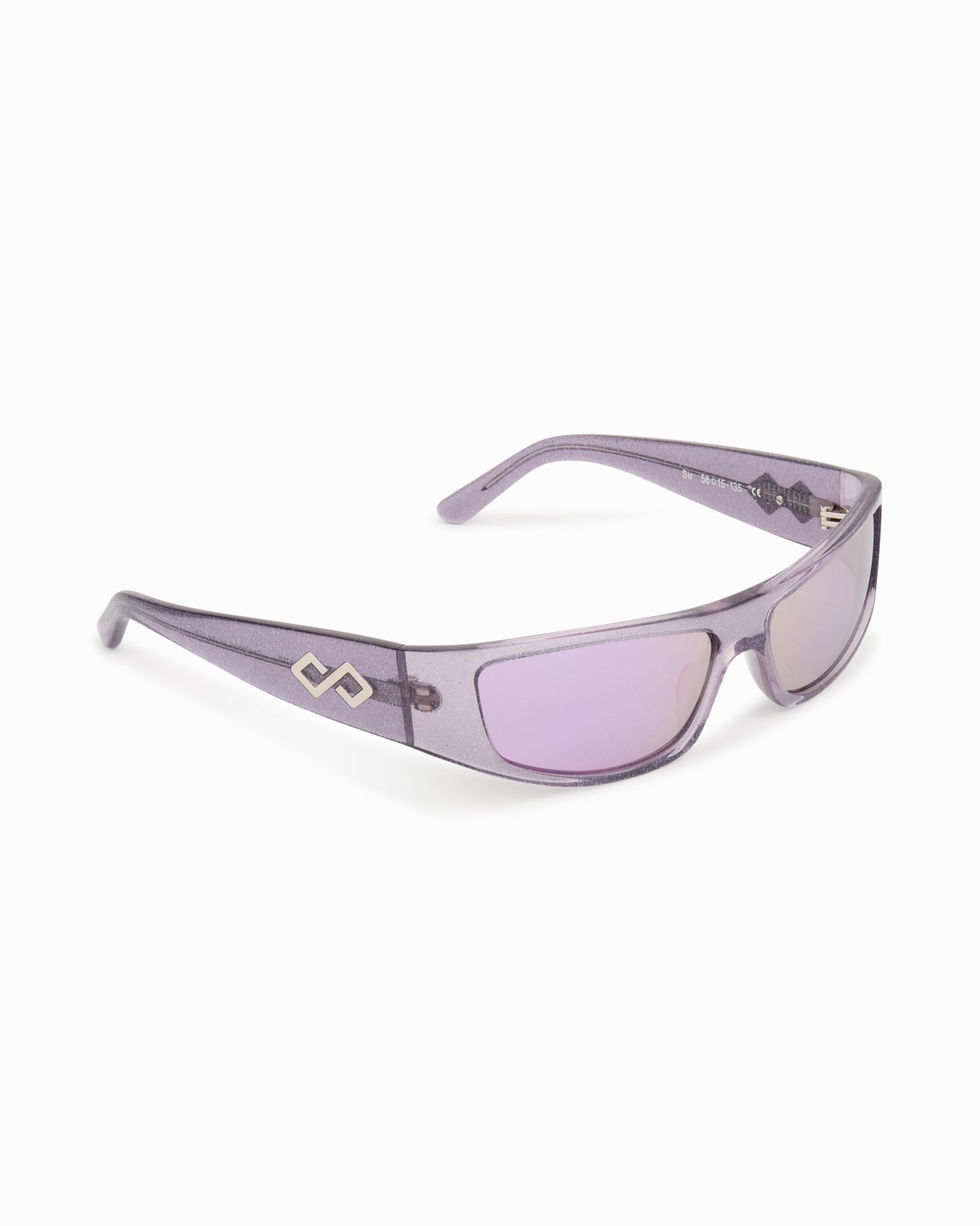 Side view | Rectangular sunglasses with Mirror purple lenses and purple frames | Acetate | Sir | Women's sunglasses | Karen Wazen Eyewear